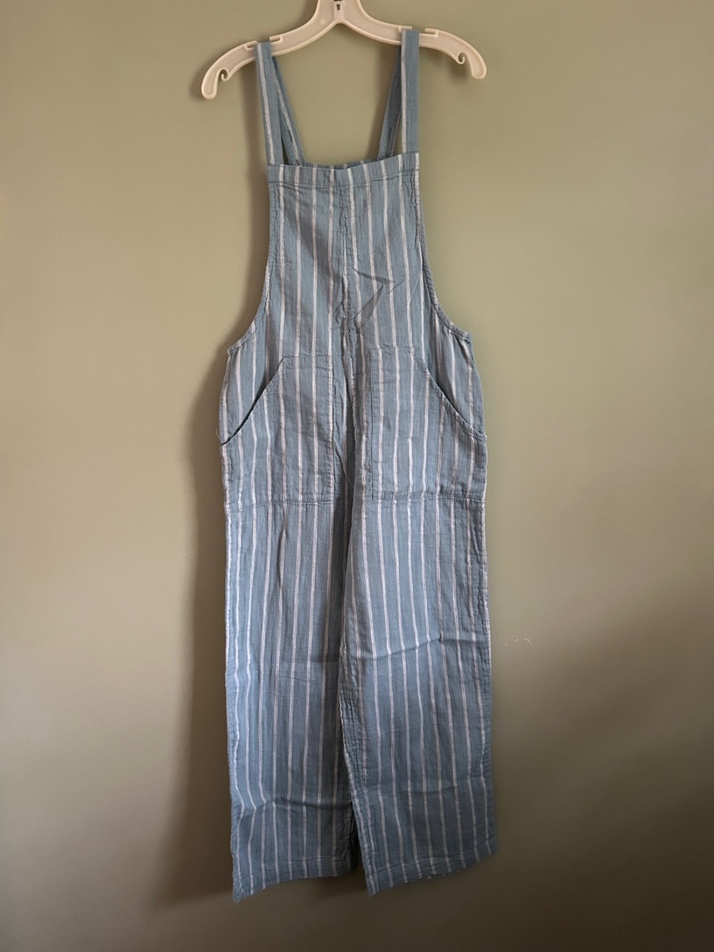 Billabong Blue and White Striped Cotton Overalls Jumpsuit